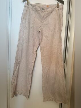 Pilcro And The Letterpress Linen Blend Wide Leg Pants Beige/Tan Size 8